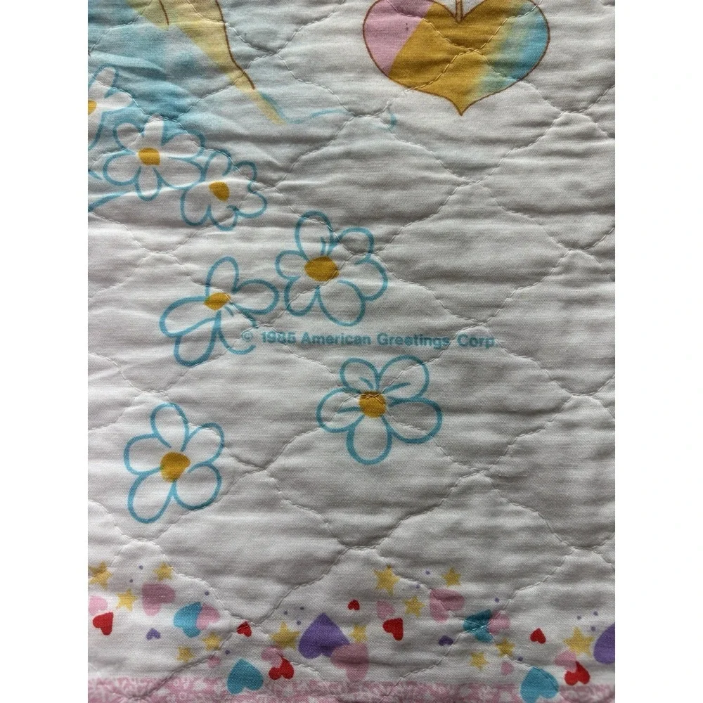 Vintage 1985 Care Bears & Cousins Quilted Baby Blanket‎ Wall Hanging 43